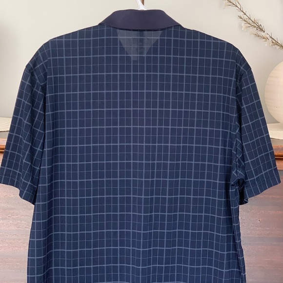 Masters Tech Blue Windowpane Print Golf Polo Shirt, Size Medium - Picture 9 of 10